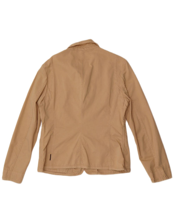 Moncler Womens Oversized 3 Button Blazer Jacket US 4 Small Beige Bomuld