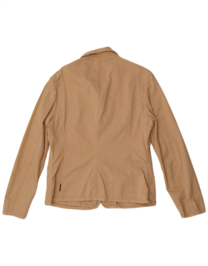 Moncler Womens Oversized 3 Button Blazer Jacket US 4 Small Beige Bomuld
