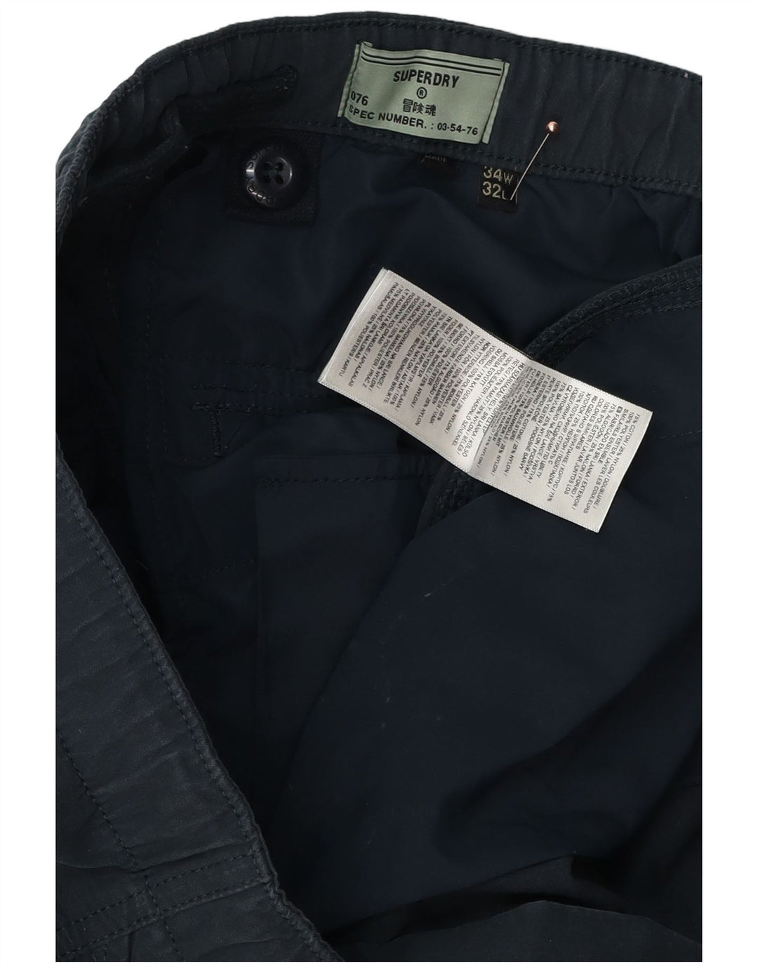 SUPERDRY Herre Tapered Cargo Bukser W34 L32 Marineblå Bomuld