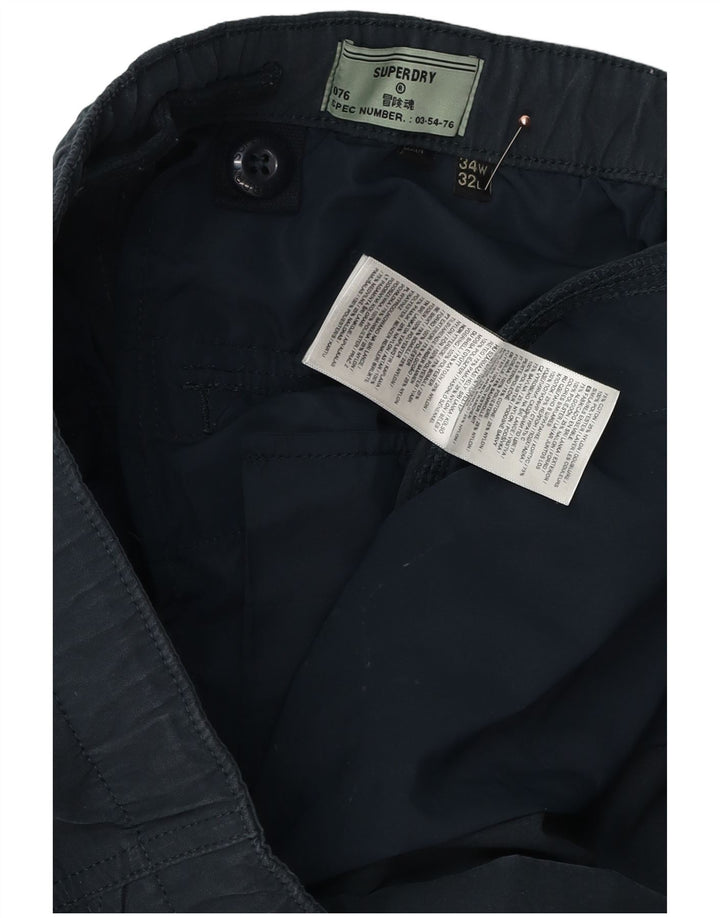SUPERDRY Herre Tapered Cargo Bukser W34 L32 Marineblå Bomuld