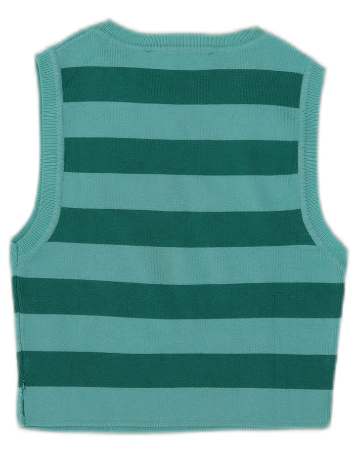 Zara Womens Crop Vest Top UK 12 Mellemgrøn stribet viskose