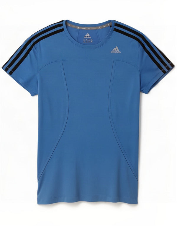 Adidas Dame T-Shirt Top UK 12/14 Medium Blue Polyester Sports