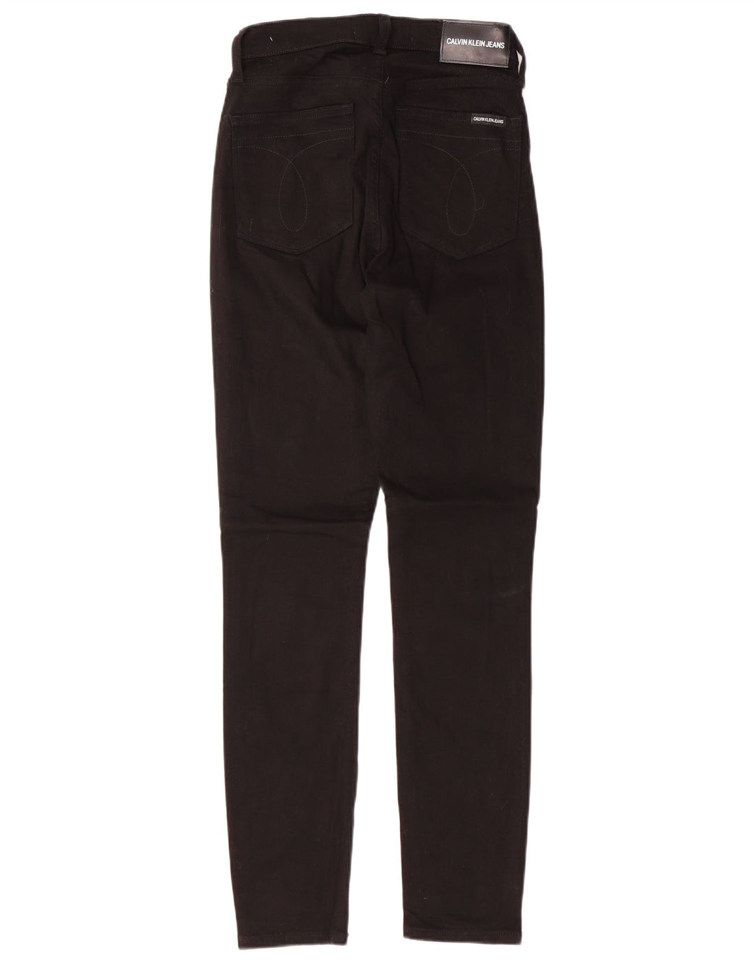 CALVIN KLEIN Kvinder Højtaljede Slim Jeans W26 L30 Sort Bomuld