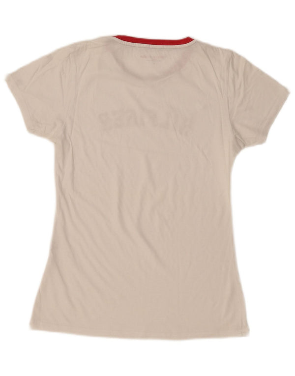 Tommy Hilfiger Dame Grafisk T-Shirt Top UK 10 Small White Bomuld