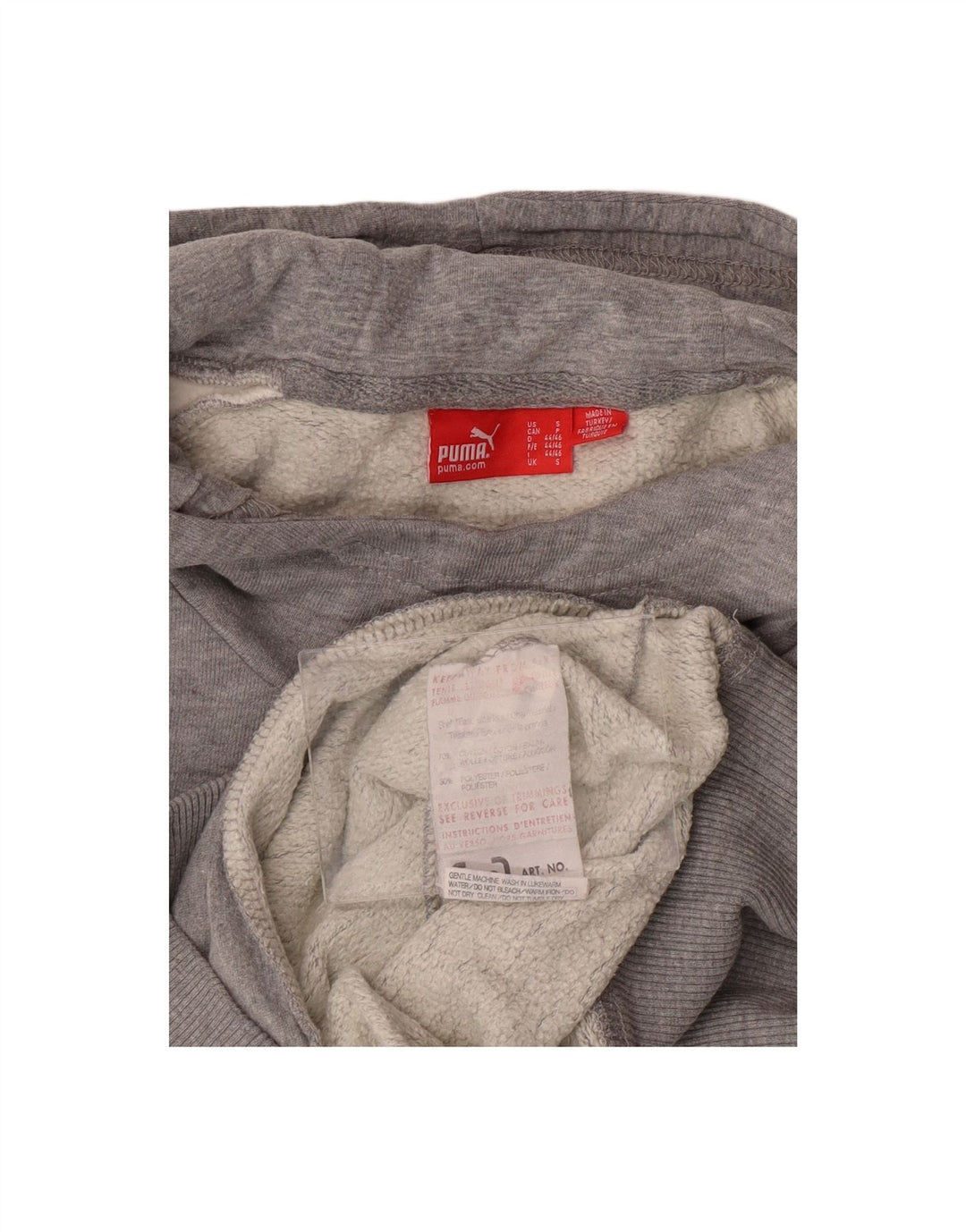 PUMA Mens Hoodie Jumper Small Grey Colourblock Cotton