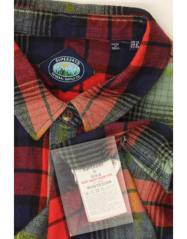 Superdry Flanelskjorte til kvinder UK 12 Medium Flerfarvet Plaid Bomuld