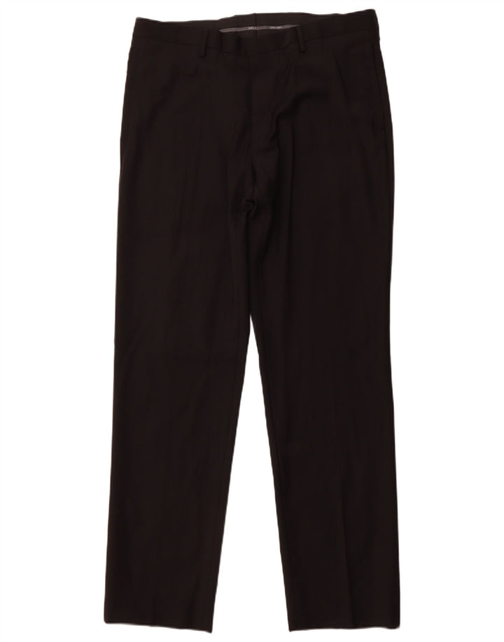 ZARA Lige jakkesæt til mænd EU 44 Large W34 L31 Sort Uld