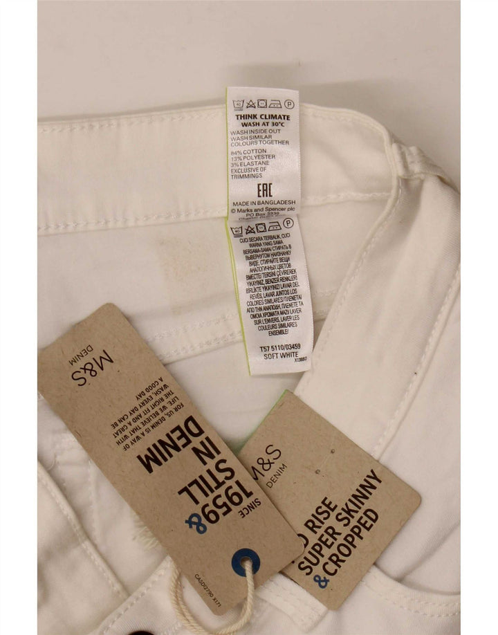 Marks & Spencer Dame Mid Rise Cropped Jeans UK 12 Medium W30 L21 White