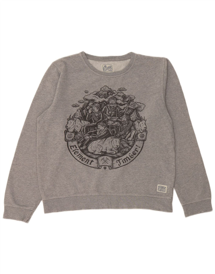 ELEMENT Grafisk sweatshirt til mænd, stor grå bomuld