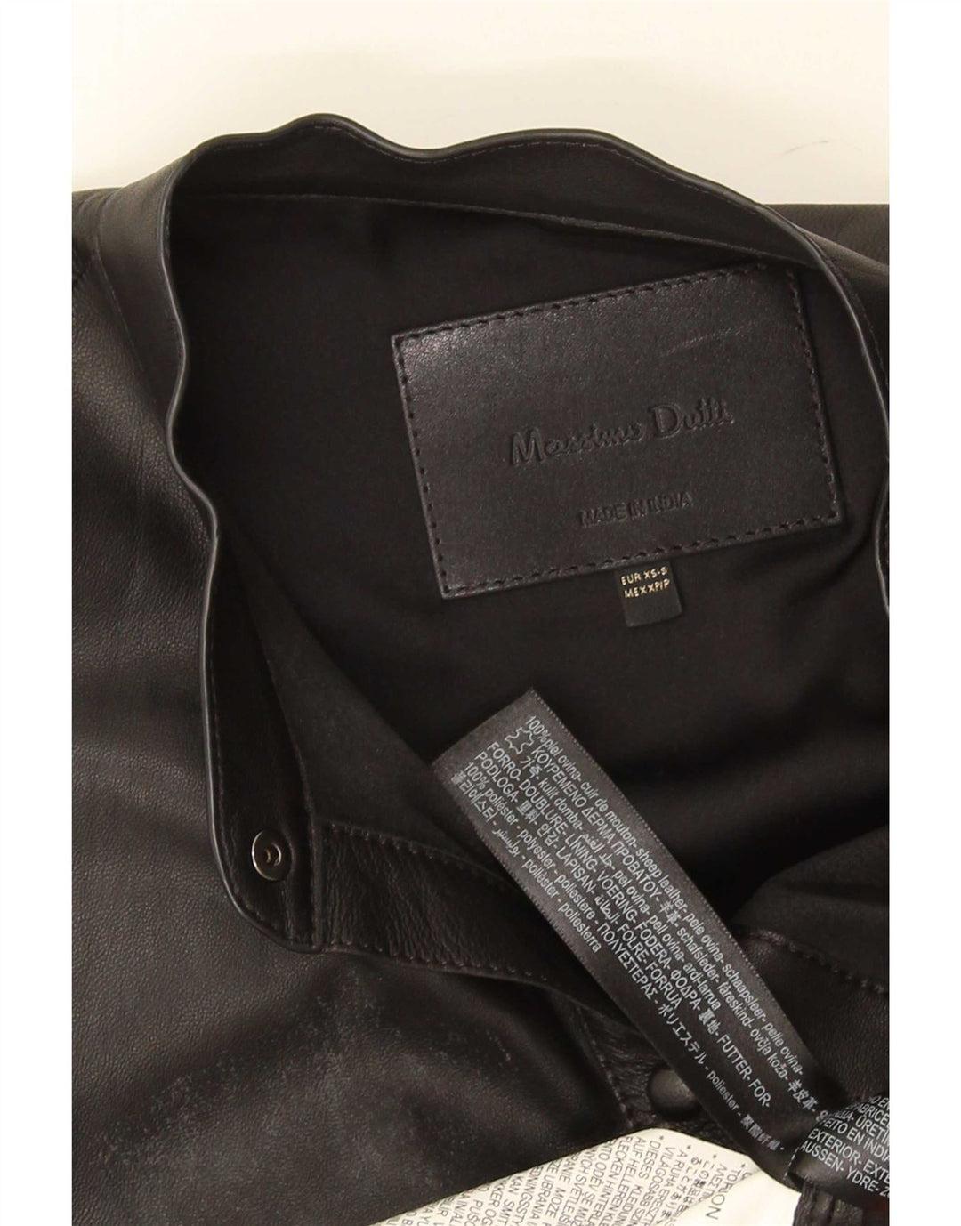 Massimo Dutti Dame Oversized Læderskjorte UK 6 XS Sort Læder