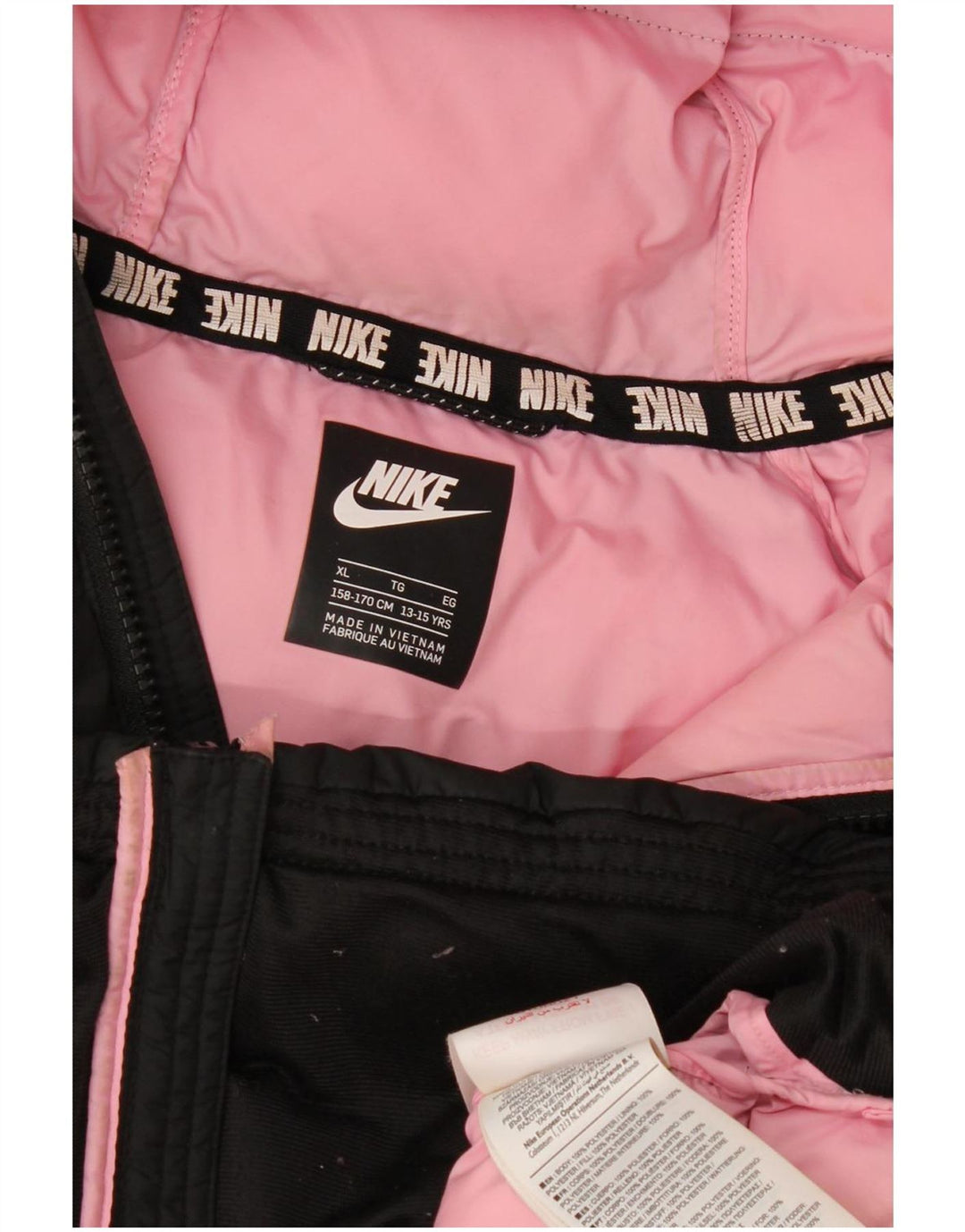 Nike Polstret hættejakke til piger 13-14 år XL sort polyester
