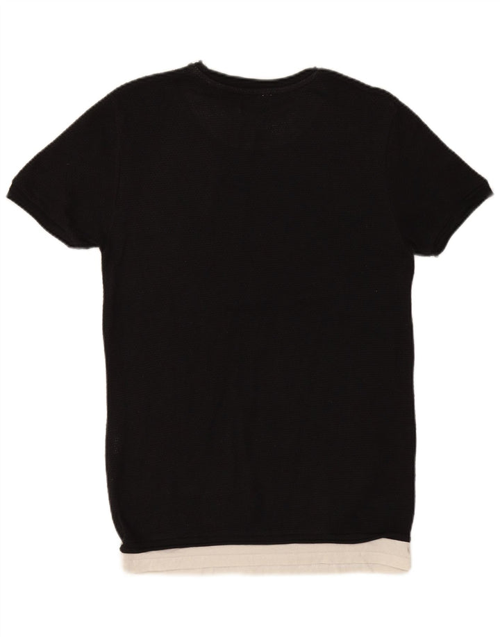 ZARA Herre T-Shirt Top Medium Sort Bomuld