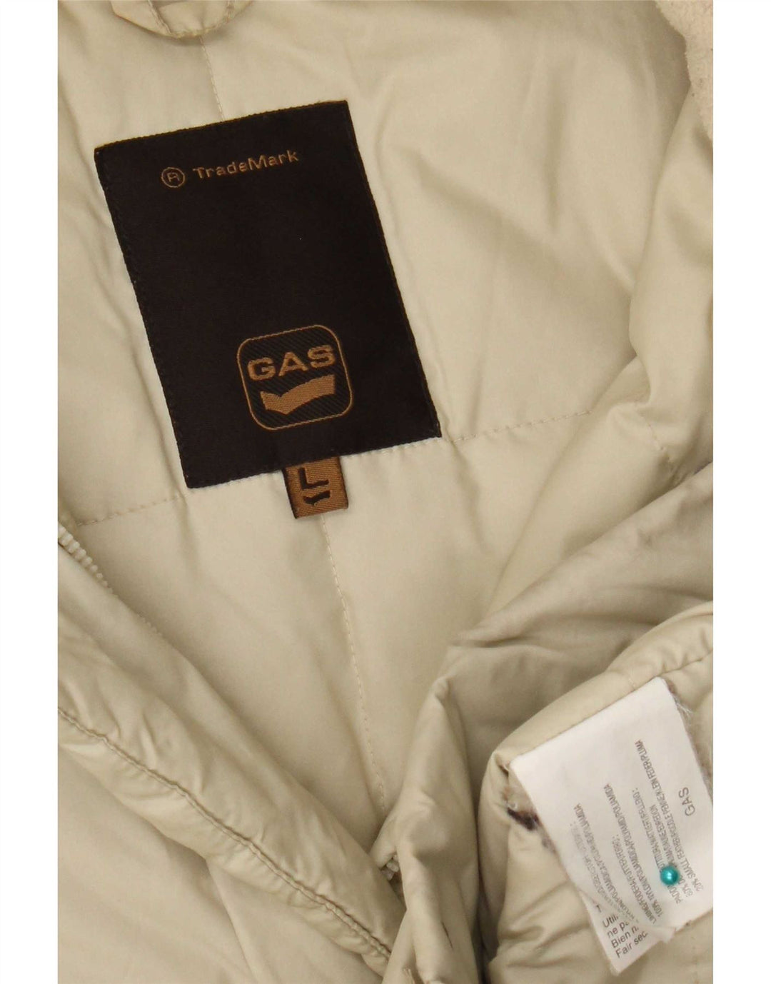 Gas Dame Hætte Polstret Jakke UK 14 Stor Beige Nylon