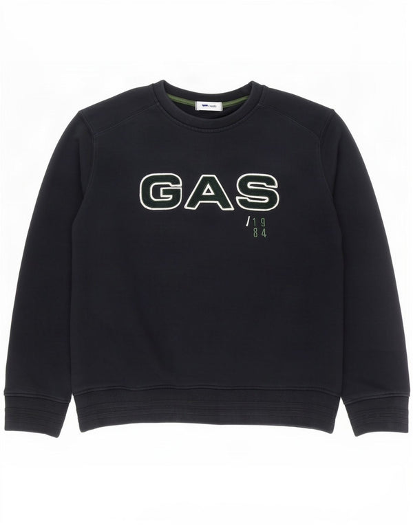 Gas Mens Graphic Sweatshirt Jumper Large Navy Blue Cotton