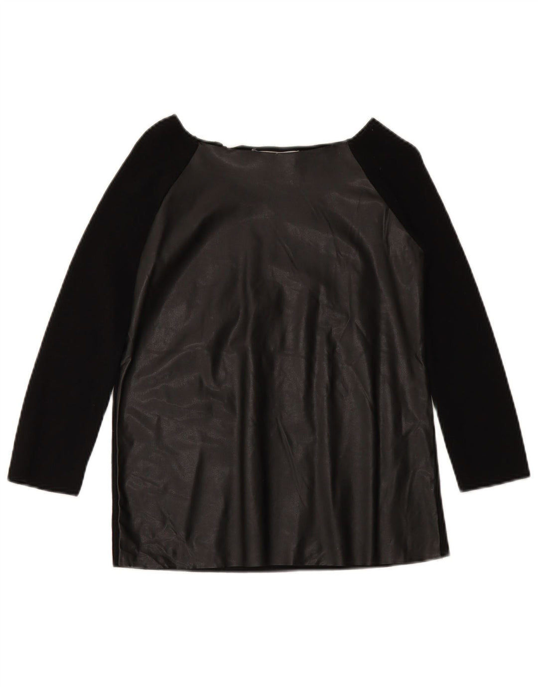 ZARA Womens Crop 3/4 ærme off Shoulder Top UK 10 Small Black
