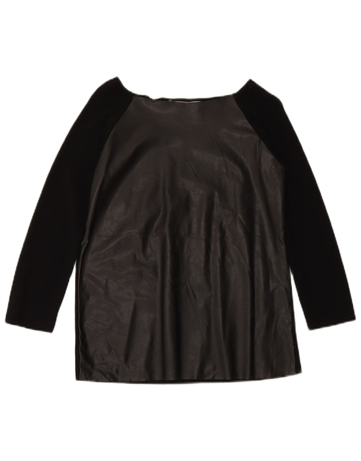 ZARA Womens Crop 3/4 ærme off Shoulder Top UK 10 Small Black