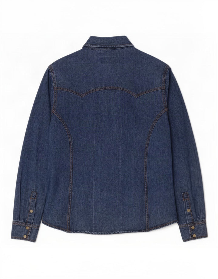 Vintage Dame Denim Shirt UK 10 Small Blue