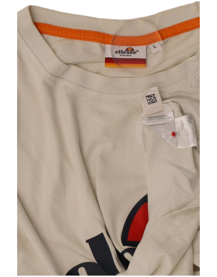 Ellesse Heritage Grafisk T-Shirt Top Stor Hvid Bomuld