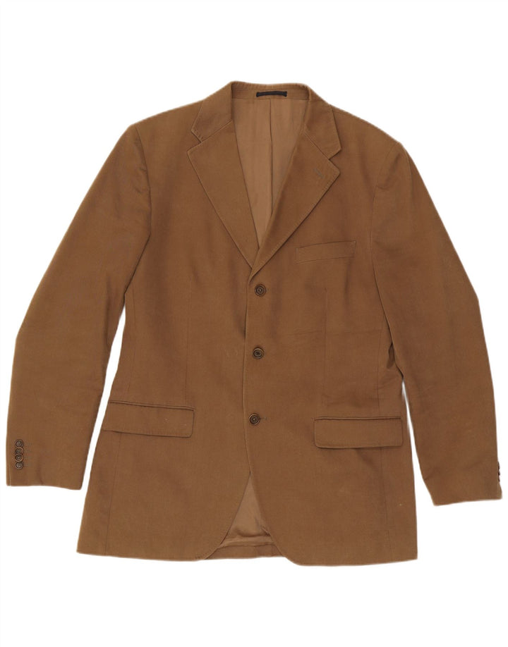 Massimo Dutti Herre 3-knaps blazerjakke EU 52 Stor Beige Bomuld