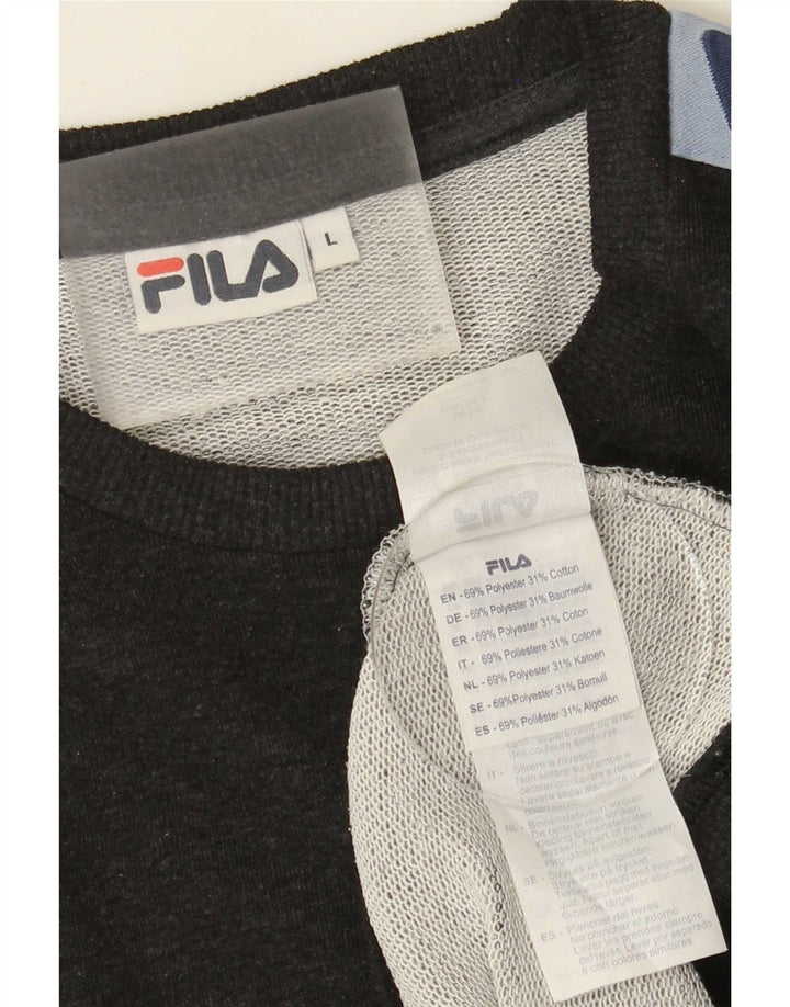 Fila Herre Grafisk Sweatshirt Jumper Stor Grå Colourblock Polyester