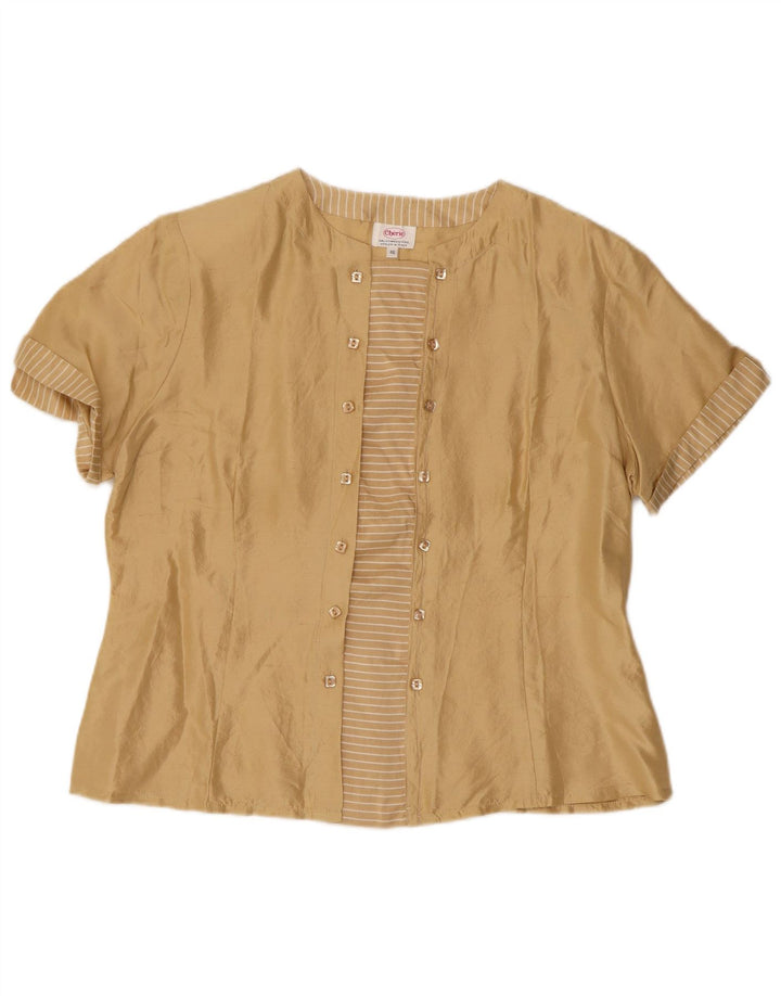 CHERIE Dame Bluse Top IT 46 Stor Beige Silke