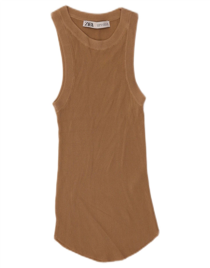 Zara Damevest Top UK 4 XS Beige Viscose