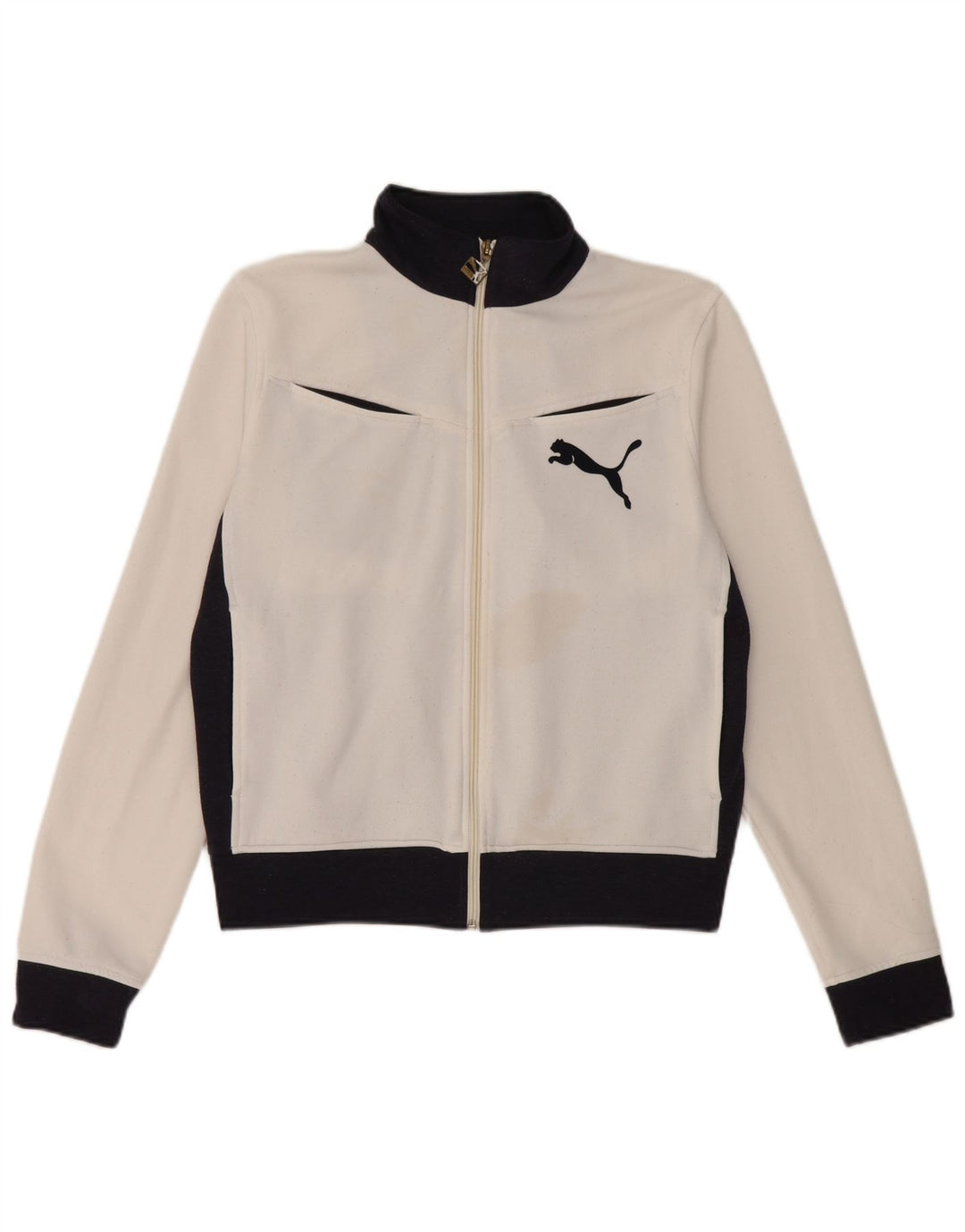 Puma træningsdragt topjakke til kvinder UK 14 Medium White Colourblock Polyester