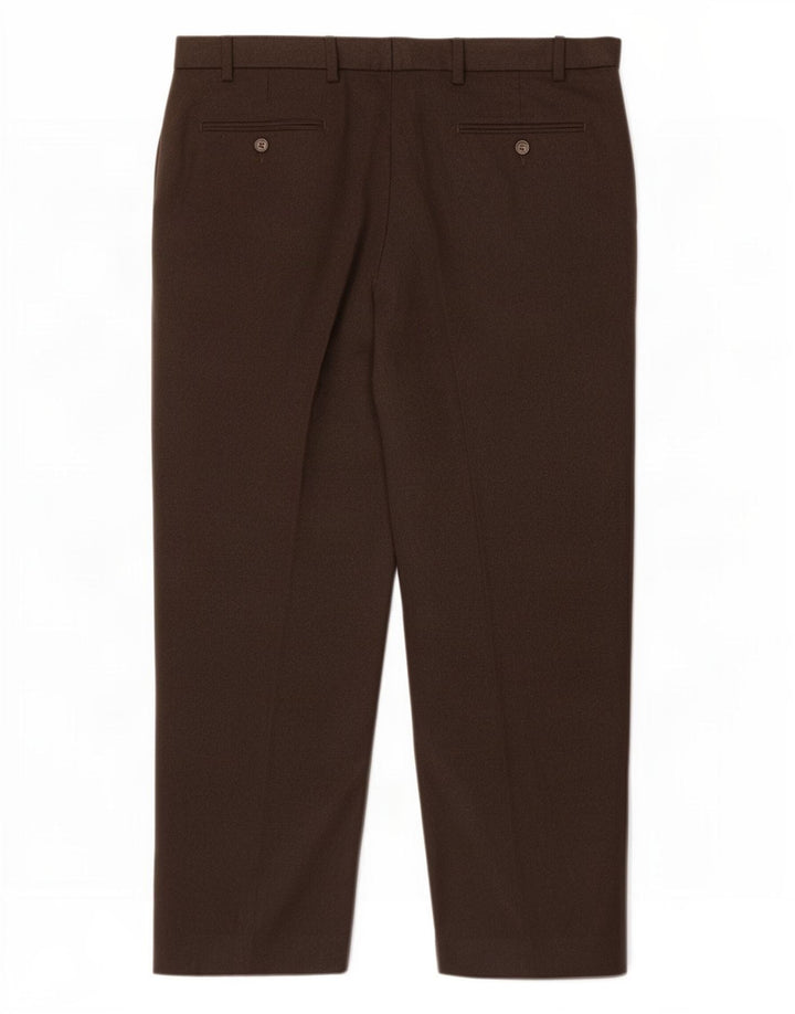 Marks & Spencer Herre Regular Suit Bukser W38 L29 Brun Polyester