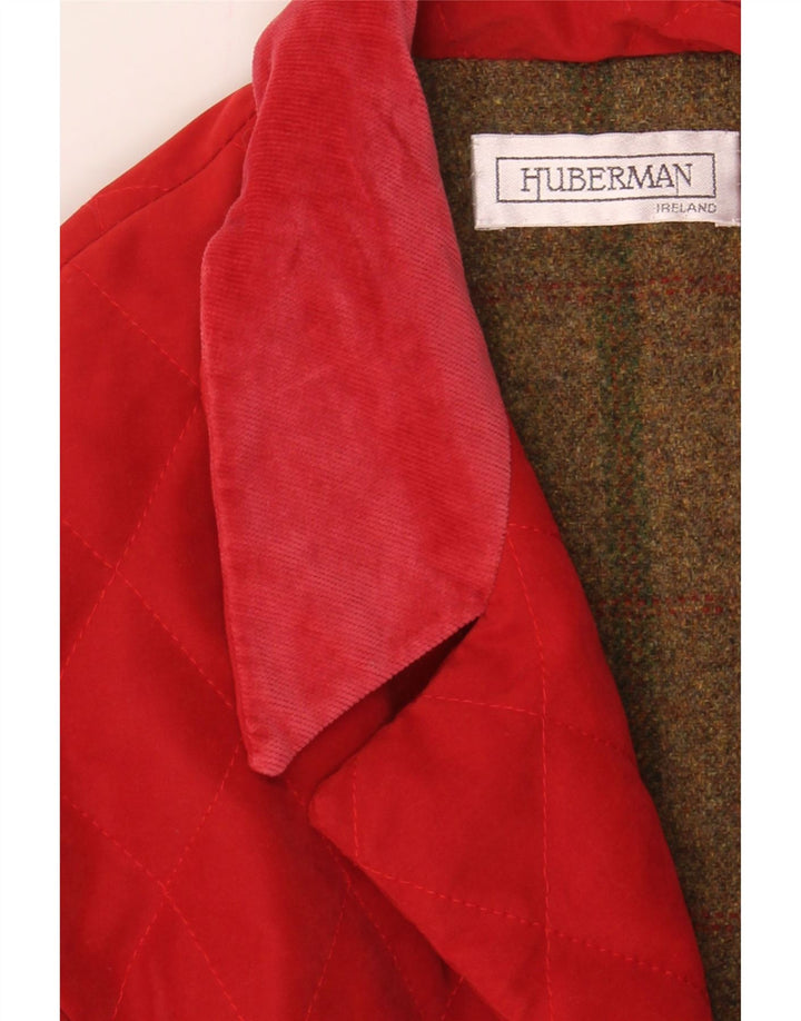 HUBERMAN Womens Quilted Jacket UK 12 Medium Red Polyester Vintage Huberman and Second-Hand Huberman from Messina Hembry 
