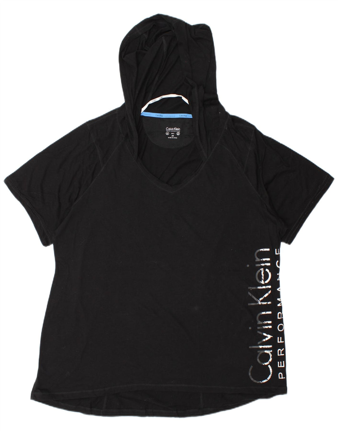 Calvin Klein Dame Oversized grafisk T-shirt Top UK 20 2XL Sort Bomuld