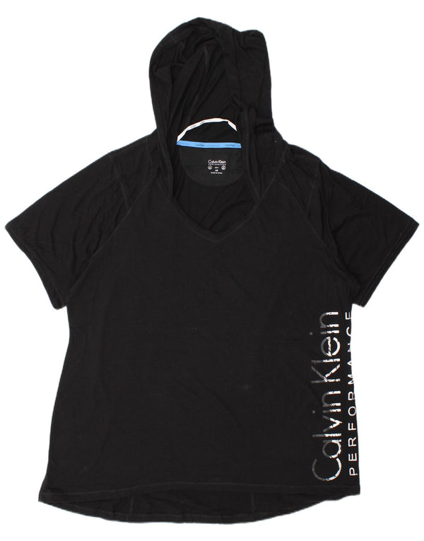Calvin Klein Dame Oversized grafisk T-shirt Top UK 20 2XL Sort Bomuld