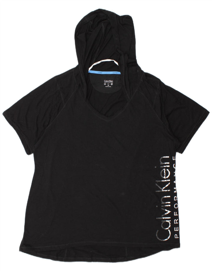 Calvin Klein Dame Oversized grafisk T-shirt Top UK 20 2XL Sort Bomuld