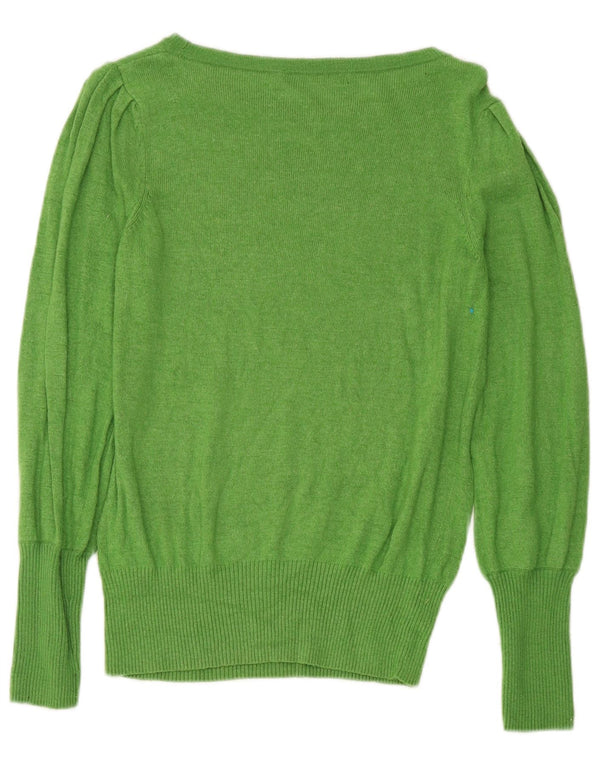 Marks & Spencer Dame Boat Neck Jumper Sweater UK 12 Medium Green Viscose