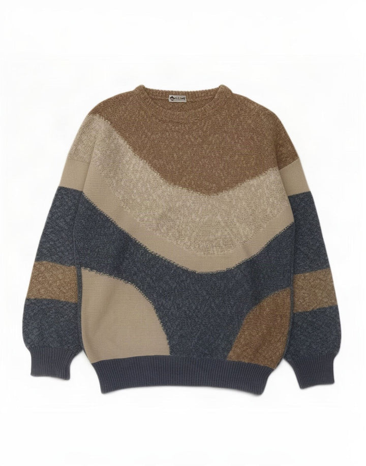 Fiume Herre trøje med rund hals, medium flerfarvet Colourblock Bomuld