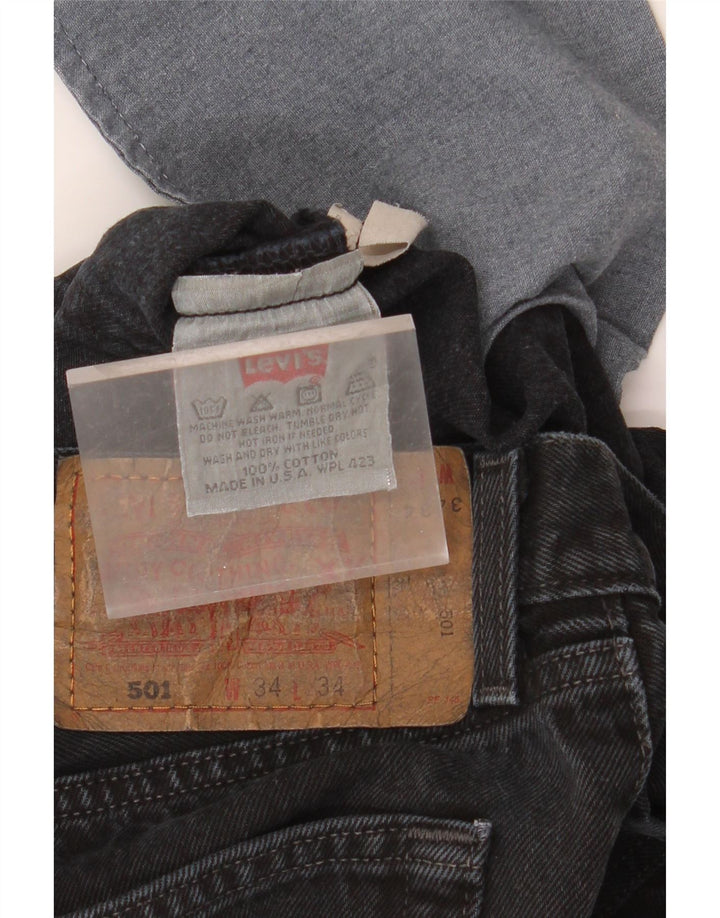LEVI'S Herre 501 Straight Jeans W34 L34 Sort Bomuld