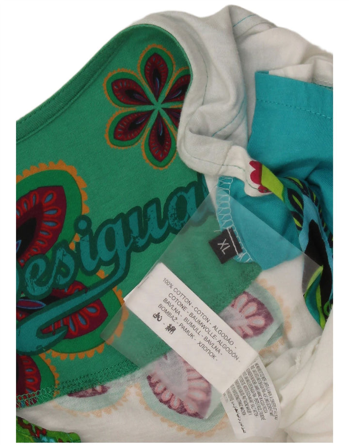 DESIGUAL Dame Grafisk Asymmetrisk Tunika Top UK 18 XL Flerfarvet Blomster
