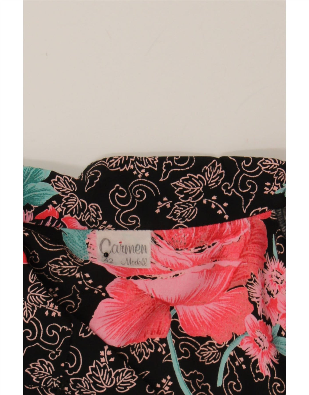 VINTAGE Womens Short Sleeve Shirt Blouse IT 42 Medium Black Floral Vintage Vintage and Second-Hand Vintage from Messina Hembry 
