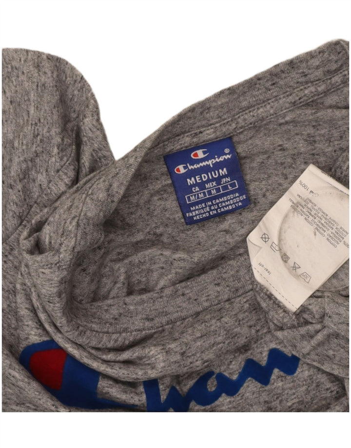 CHAMPION Mens Graphic T-Shirt Top Medium Grey Flecked Cotton