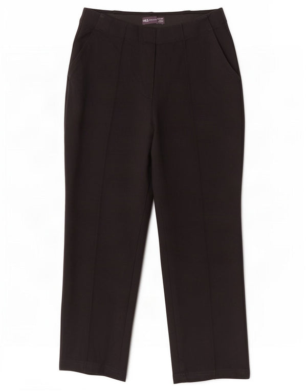 Marks & Spencer Dame Cropped Trousers UK 10 Small W26 L24 Black Viscose