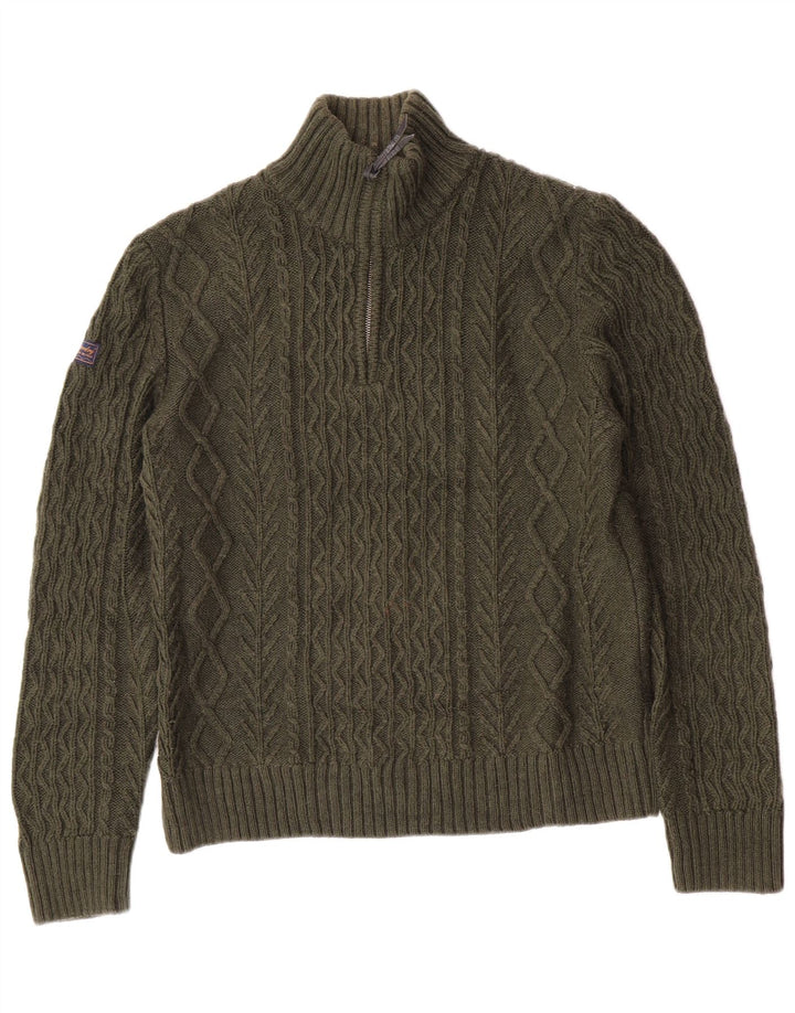 Superdry Sweater med lynlås til mænd XL Grøn Akryl