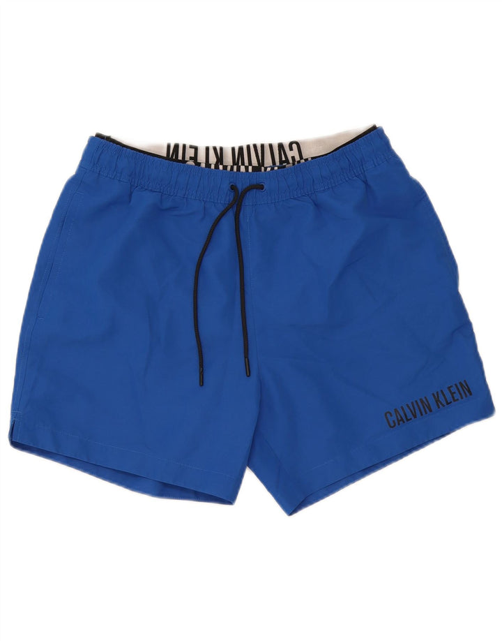 Calvin Klein Herre grafiske svømmeshorts Medium Blue Polyester
