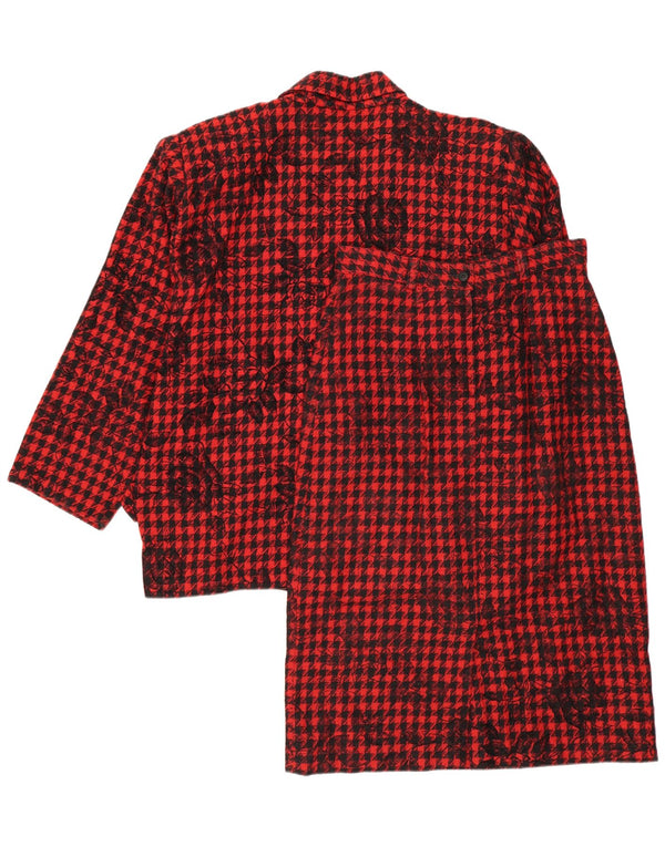 Vintage Dame Loose Fit 2-delt nederdelsæt IT 44 Medium W28 Red Houndstooth
