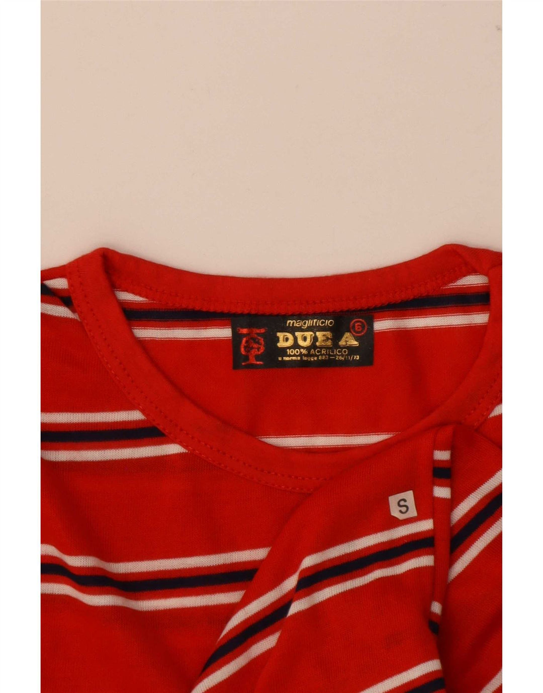 Vintage herre T-shirt top lille rød stribet akryl