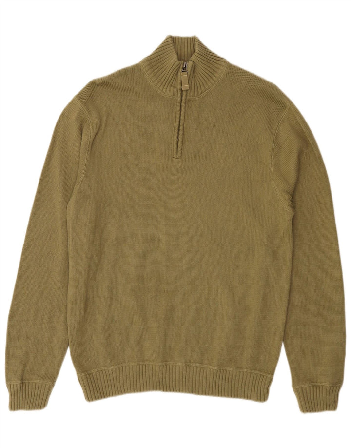 EDDIE BAUER Sweater med lynlås til mænd Small Khaki Bomuld