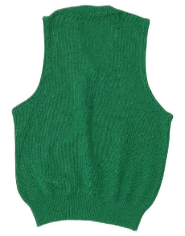 Vintage Womens Vest Tank Top UK 10 Small Green Acrylic