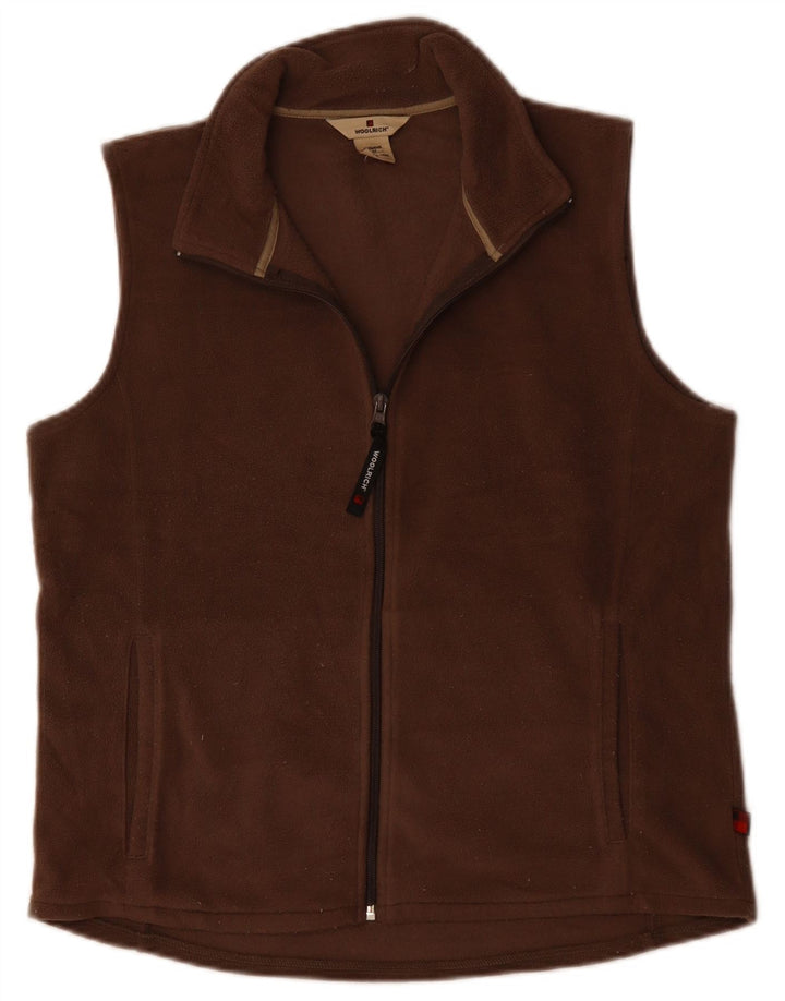 WOOLRICH Dame Fleece Gilet UK 14 Medium Brun Polyester