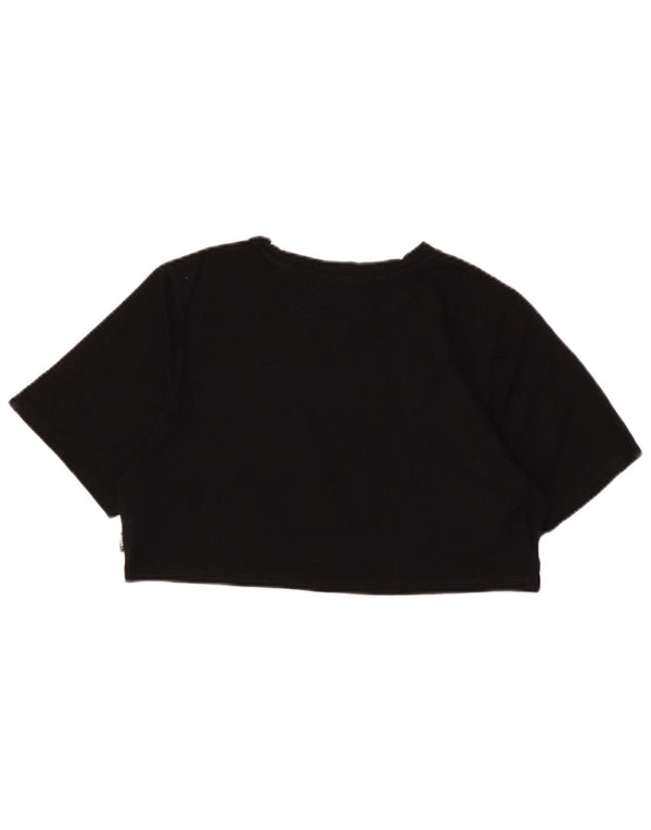 Vans Dame Crop Grafisk T-Shirt Top UK 12 Medium Sort Bomuld
