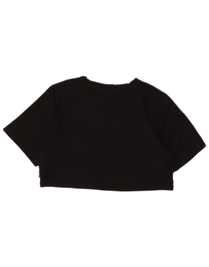 Vans Dame Crop Grafisk T-Shirt Top UK 12 Medium Sort Bomuld