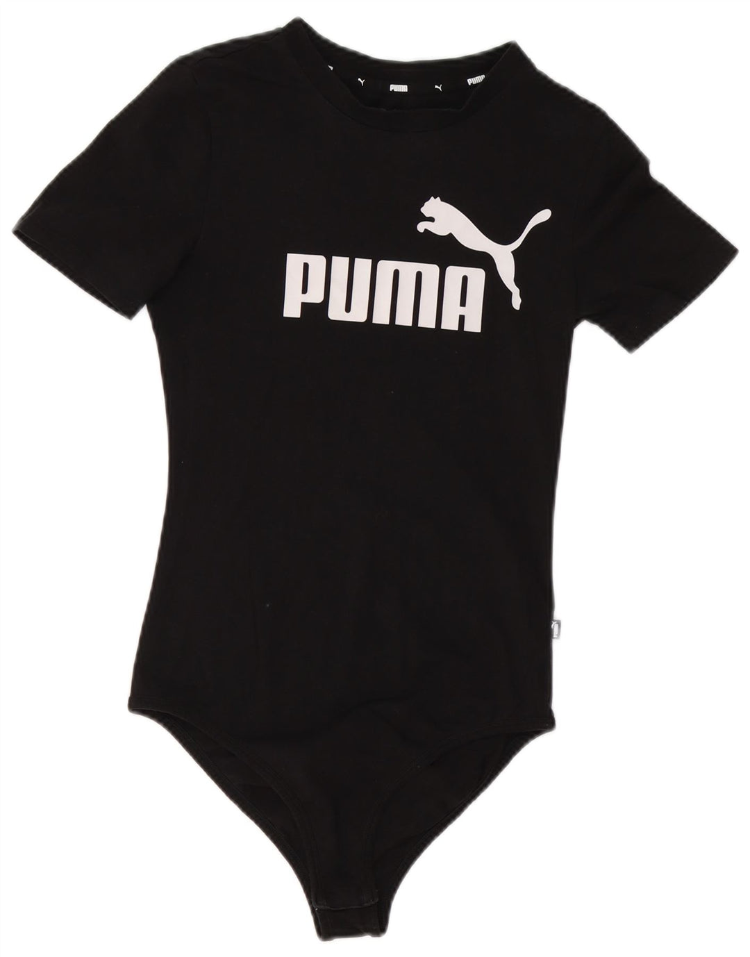 PUMA Womens Graphic Bodysuit UK 10 Small Black Cotton