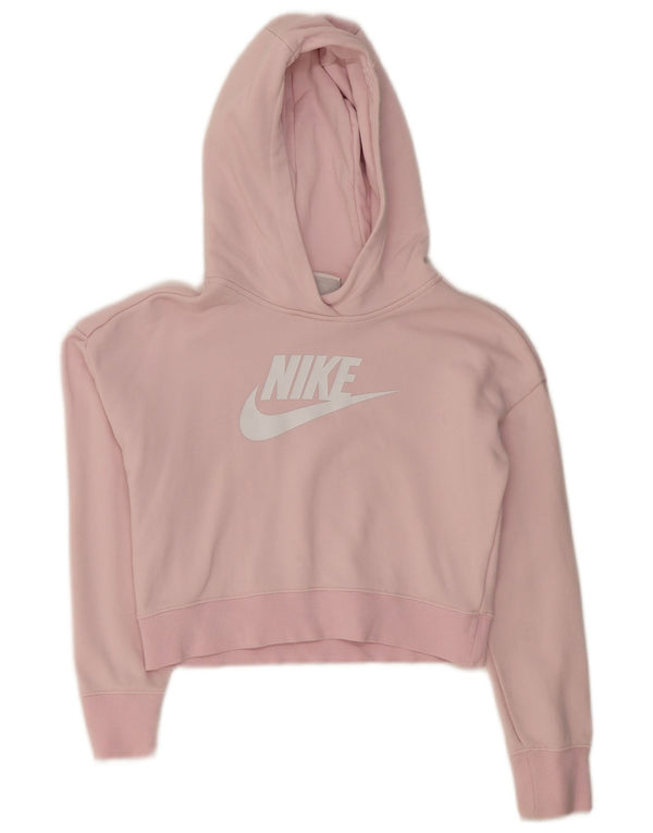 Nike Girls Graphic Crop hættetrøje 12-13 år Stor Pink Bomuld